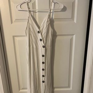 Urban Romantics Cream/Black Striped Midi Dress